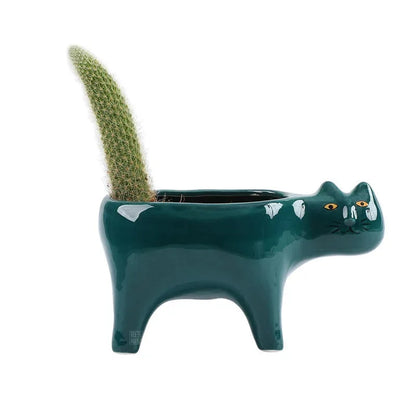 Ceramic Cat Planter with Drainage – Cute Succulent Pot for Cat Lovers & Small Spaces