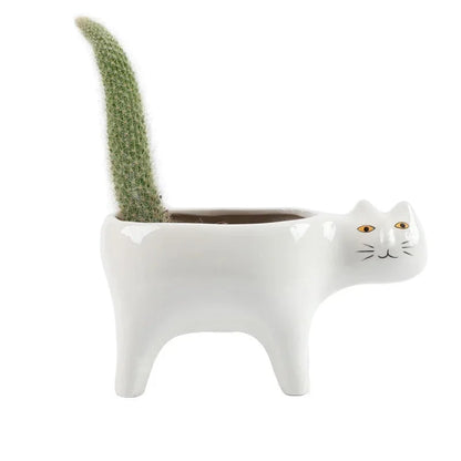 Ceramic Cat Planter with Drainage – Cute Succulent Pot for Cat Lovers & Small Spaces