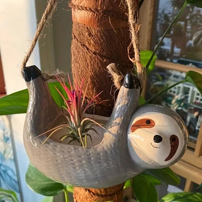 Ceramic Sloth Hanging Planter – Cute Indoor Jungle Decor