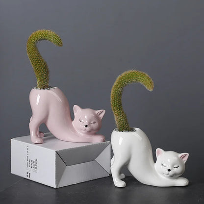 Ceramic Cat Tail Pot