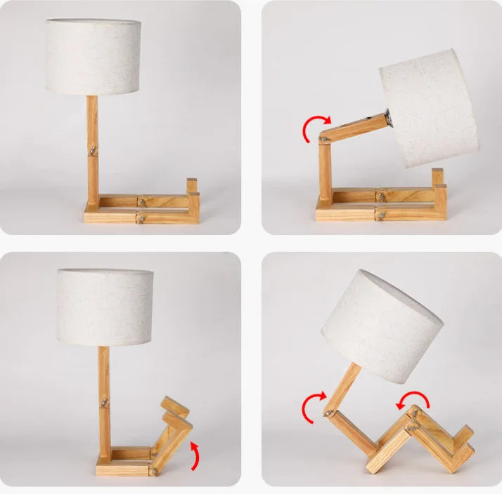 Wooden Robot Table Lamp