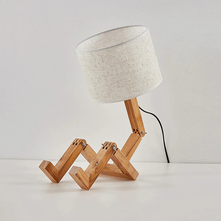 Wooden Robot Table Lamp