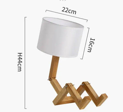 Wooden Robot Table Lamp