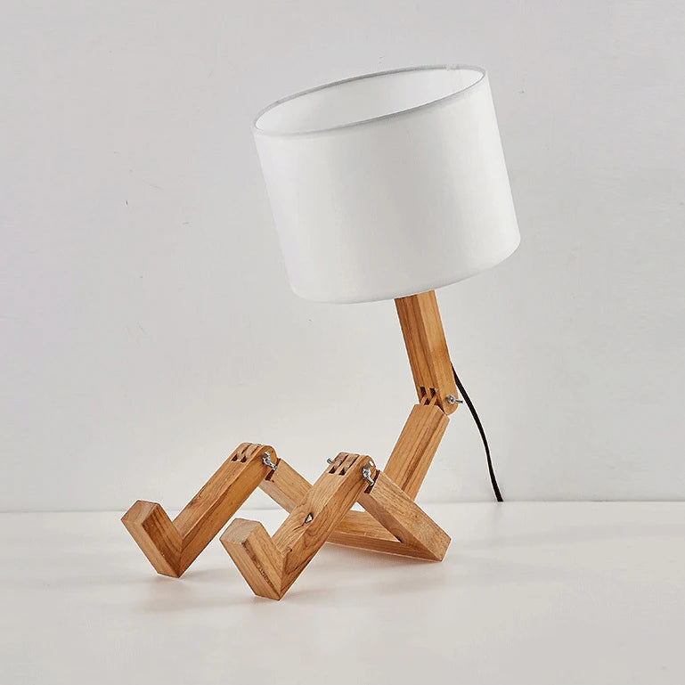 Wooden Robot Table Lamp