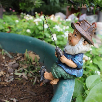 Mini Gnome Fisherman Statue