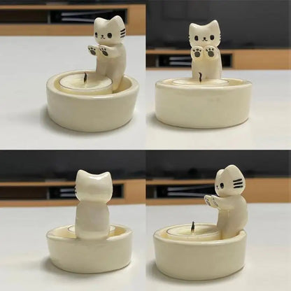 Cozy Cat Candle Holder