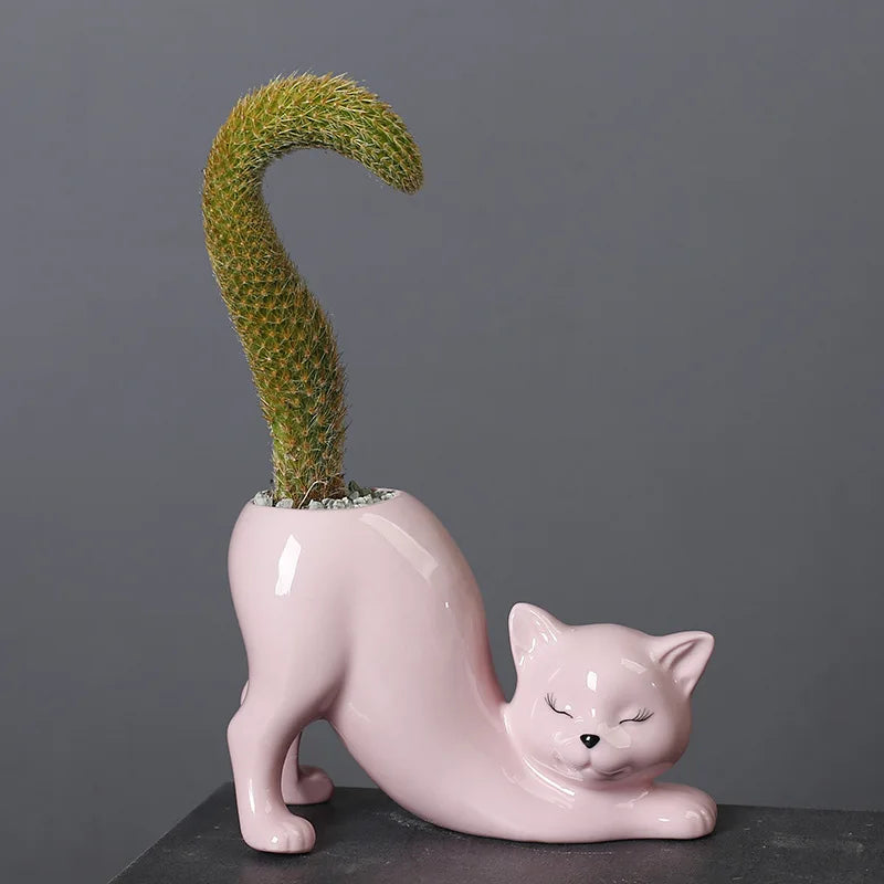 Ceramic Cat Tail Pot