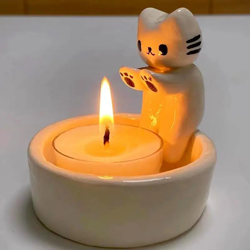 Cozy Cat Candle Holder