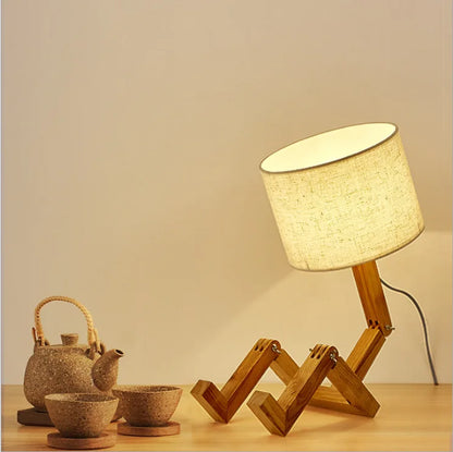 Wooden Robot Table Lamp