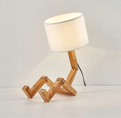 Wooden Robot Table Lamp