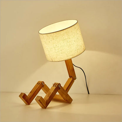 Wooden Robot Table Lamp