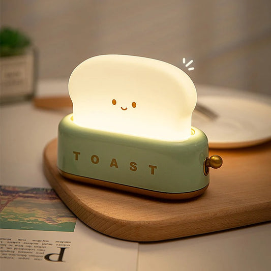 Cute Toast Night Light – Soft Glow Lamp with Touch Control | Root for Cute